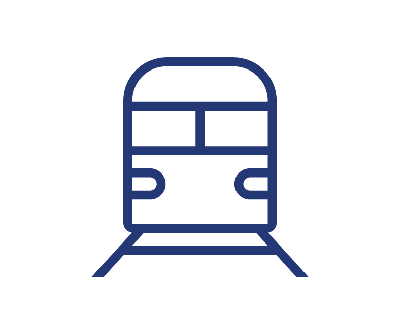 An icon illustrating a light rail vehicle